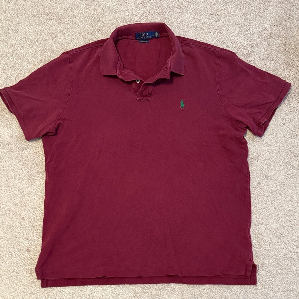 LAST CALL Polo by Ralph Lauren Men's Dark red Polo Shirt size large